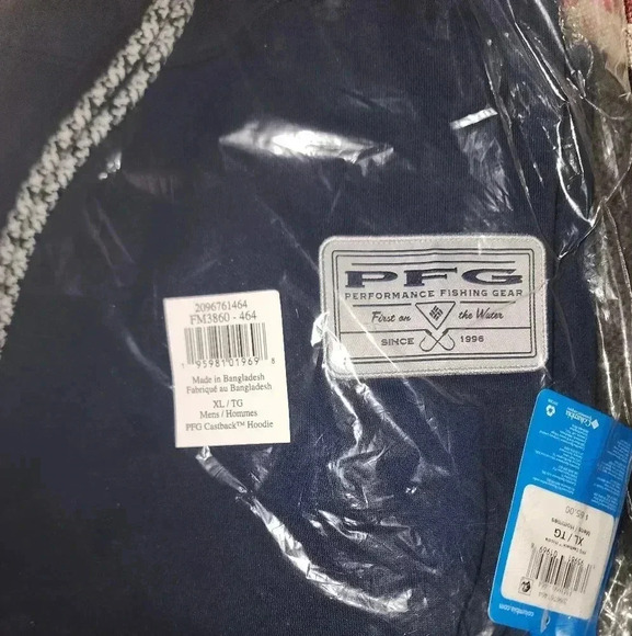 NWT! Navy Columbia Men's PFG Castback Hoodie SIZE XL . Still in Packaging.💋 - Picture 6 of 7